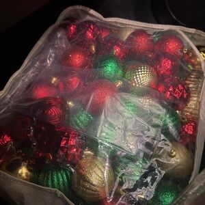 Festive Red, Green, and Gold Holiday Ornaments